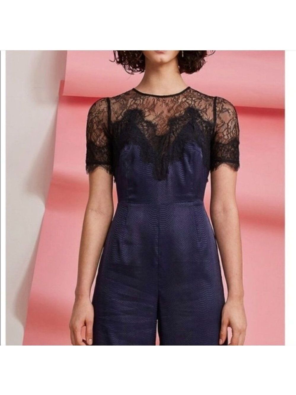 Nwt Foxiedox | Nixie Lace Wide Leg Illusion Neck Jumpsuit - Picture 4 of 15
